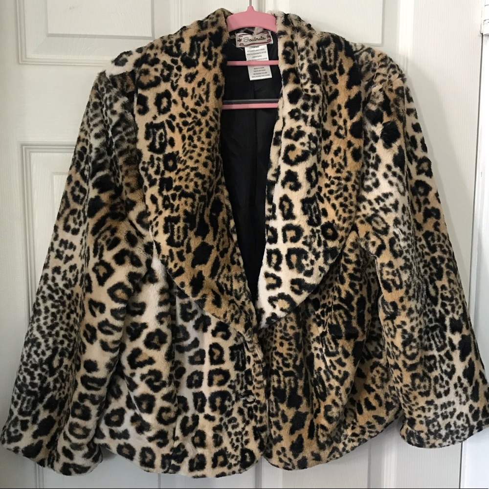 Soulmate Soft Faux Fur Leopard Blazer Jacket